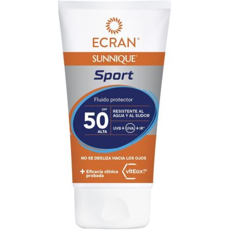 Ecran Sunnique Sport Fluido Protector Spf 50 Fluido facial ultraligero resistente al agua y al sudor no pica en los ojos 40 ml