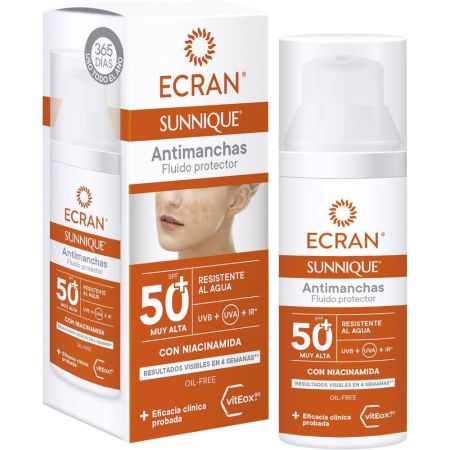 Ecran Sunnique Antimanchas Fluido Protector Spf 50+ Protector solar facial previene la aparición de manchas en la piel 50 ml