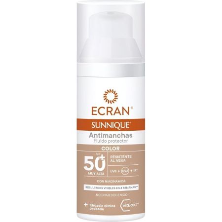 Ecran Sunnique Color Antimanchas Fluido Protector Spf 50+ Protector solar facial con color previene la aparición de manchas en la piel 50 ml