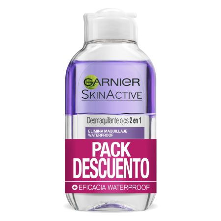 Garnier Skin Active Desmaquillante 2 En 1 Duplo Pack Descuento Desmaquillante bifásico de ojos elimina incluso el maquillaje waterproof 2x125 ml