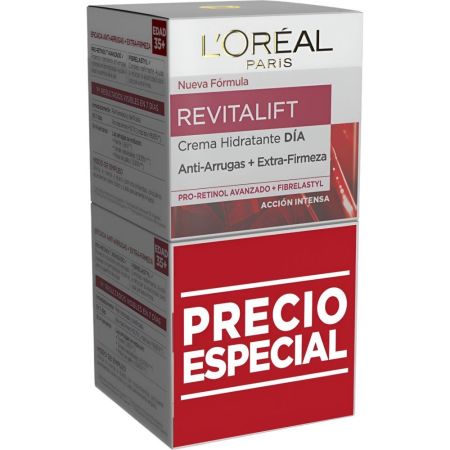 L'Oreal Revitalift Crema Hidratante Día Duplo Precio Especial Crema de día hidratante antiarrugas con extra de firmeza 2x50 ml