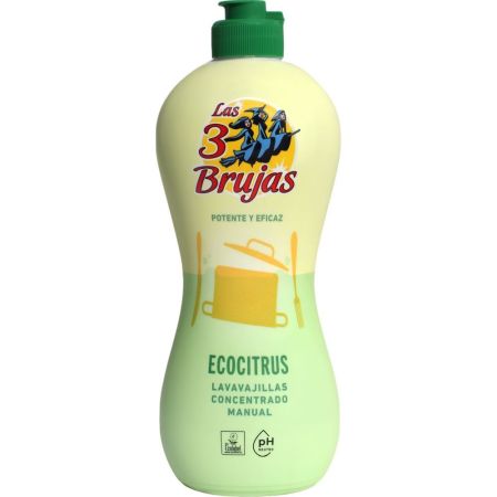 Las 3 Brujas Ecocitrus Lavavajillas Concentrado Lavavajillas superconcentrado limpieza eficaz con espuma estable y duradera 500 ml