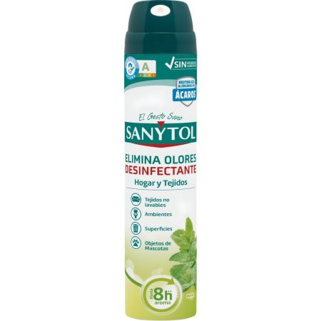 Sanytol Ambientador Desinfectante Hogar Y Tejidos Menta Desodorizante y desinfectante de hogar y tejidos elimina bacterias y mal olor 300 ml