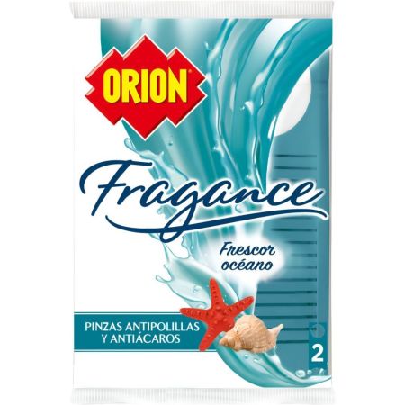 Orion Fragance Pinzas Antipolillas Y Antiácaros Pinzas antipolillas ambientadas para armario 3 meses de eficacia frescor océano 2 uds