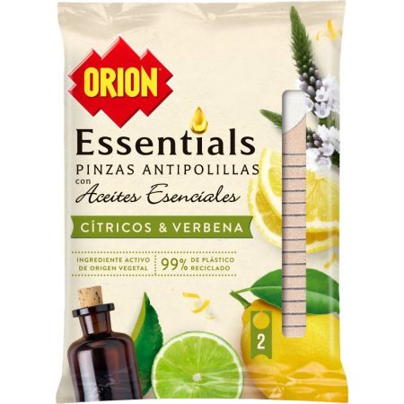 Orion Pinzas Antipolillas Cítricos Y Verbena Pinzas antipolillas para proteger la ropa con aceites esenciales 2 uds