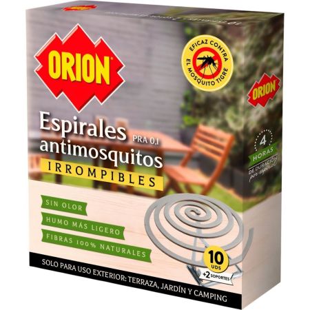 Orion Espirales Antimosquitos Irrompibles Insecticida espiral antimosquitos antiolor fibras 100% natural 10 uds