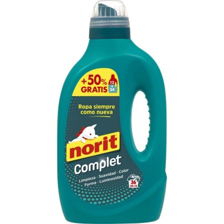 Norit Detergente Complet Formato Especial Detergente líquido máxima limpieza y luminosidad 36 lavados 1800 ml