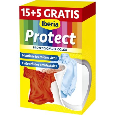 Iberia Toallitas Atrapacolores Protect Formato Especial Toallitas atrapacolores para lavadora evitan que los colores se mezclen y potencian su color 20 uds