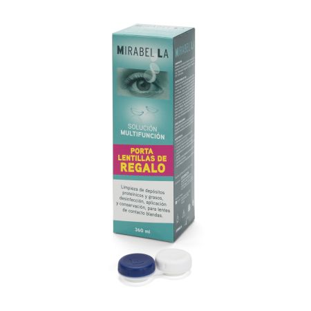 Mirabellas Solución Multifunción+Porta Lentillas Solución líquida de lentillas ideal para su aplicación y conservación 360 ml