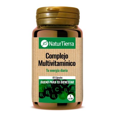 Naturtierra Complejo Multivitamínico Complemento Alimenticio Complemento alimenticio aumenta la enegía y disminuye el cansancio y la fatiga 60 uds