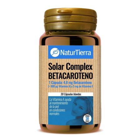 Naturtierra Solar Complex Betacaroteno Complemento Alimenticio Complemento alimenticio ayuda a mantener la piel en condiciones normales 30 uds