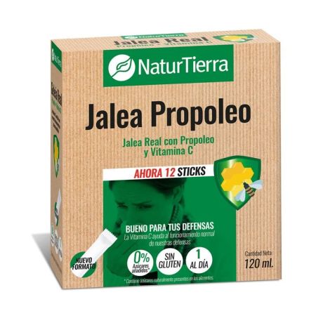 Naturtierra Jalea Propoleo Complemento Alimenticio Complemento alimenticio sin gluten para buen funcionamiento del sistema inmunitario 12 uds