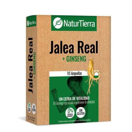 Naturtierra Jalea Real + Ginseng Complemento Alimenticio Complemento alimenticio recomendado en situaciones de cansancio estrés y fatiga 10 uds