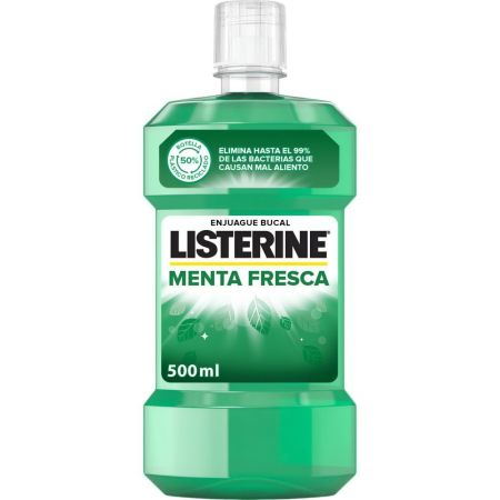 Listerine Menta Fresca Enjuague Bucal Colutorio elimina gérmenes causantes de placa gingivitis y el mal aliento 500 ml