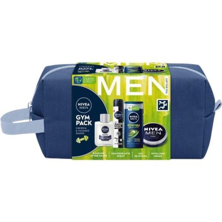 Nivea Men Gym Pack Energía & Cuidado Diario Neceser Rutina de baño hidratante nutritiva y protectora para el cuidado de la piel ideal para el gimnasio