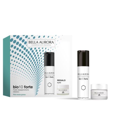 Bella Aurora Bio 10 Forte Fluido Despigmentante + Contorno Ojos Estuche Pack regalo para cuidado facial antimanchas para piel mixta y grasa