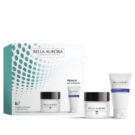 Bella Aurora B7 Cuidado Anti-Manchas Spf 20 Piel Mixta+Exfoliante Gratis Pack regalo antimanchas reduce arrugas y líneas de expresión con ácido hialurónico y algas rojas