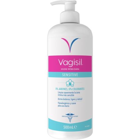 Vagisil Sensitive Jabón Íntimo Jabón limpia suavemente la zona íntima más sensible con aroma natural y ligero 500 ml