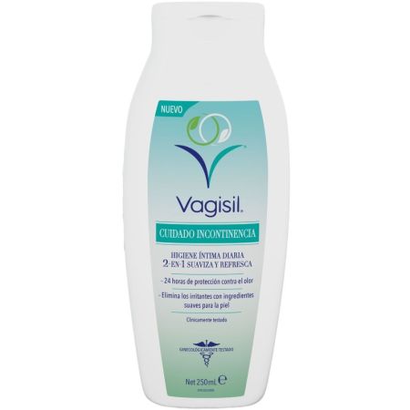 Vagisil Cuidado Incontinencia Higiene Íntima Diaria 2 En 1 Jabón íntimo suaviza y refresca contra el mal olor 24 horas 250 ml