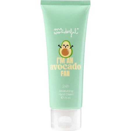 Mr. Wonderful I'M An Avocado Fan Moisturizing Hand Cream Crema de manos hidratante de origen natural y rápida absorción 24 horas con aroma a aguacate 75 ml