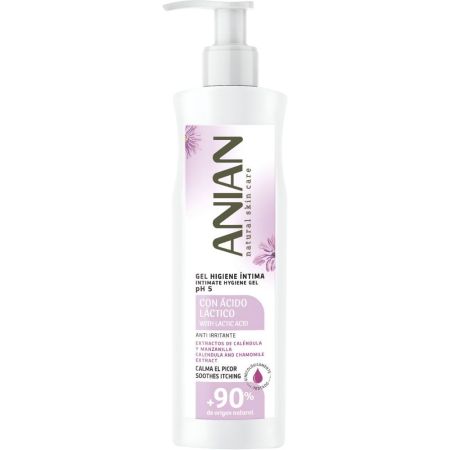 Anian Natural Skin Care Gel Higiene Íntima Gel de higiene íntima limpia y respeta con ph5 activos antiirritantes y calmantes 250 ml