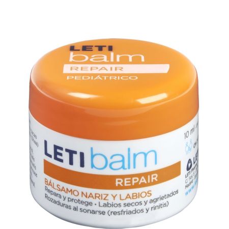 Leti Balm Pediátrico Bálsamo Reparador Nariz Y Labios 0-12 Años Bálsamo reparador hidratante cuida los labios y las partes resecas de la cara 10 ml