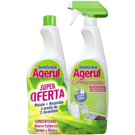 Agerul Concentrado Quitagrasas + Recambio Super Oferta Quitagrasas concentrado desengrasante para multisuperficies 2x750 ml