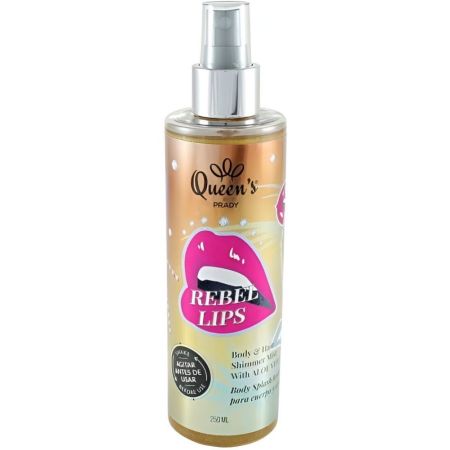 Queen'S Rebel Lips Body & Hair Shimmer Mist Body mist ofrece una exquisita fragancia y efecto glitter para cuerpo y cabello 250 ml