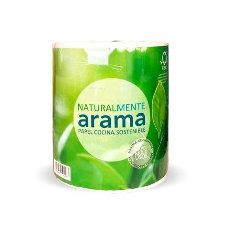 Arama Naturalmente Papel Cocina Sostenible Rollo de cocina de doble capa multiusos sostenible y de máxima absorción