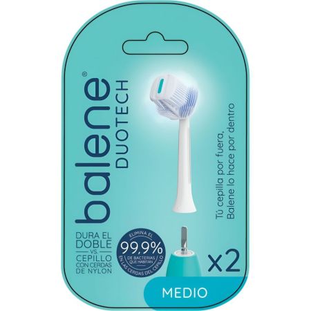 Balene Cepillo De Dientes Duotech Medio Recambio Cepillo de dientes eléctrico limpia la cara interna externa y superficie 2 uds