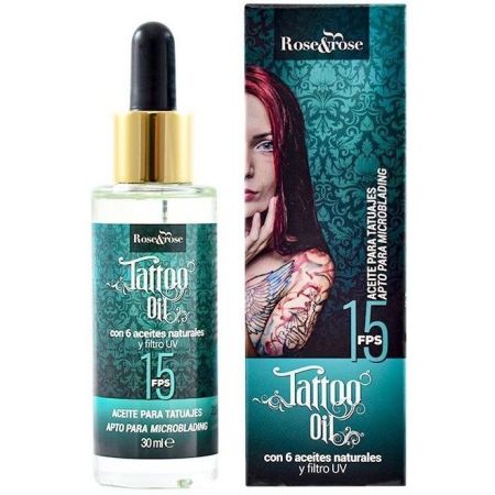 Rose & Rose Tattoo Oil Spf 15 Aceite vegano para tatuajes reaviva los colores y nutre la piel apto para microblading 30 ml