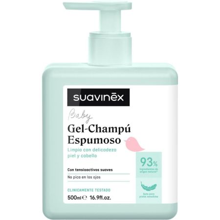 Suavinex Gel-Champú Espumoso Pediátrico Gel de baño y champú perfumado limpia con delicadeza piel y cabello 500 ml