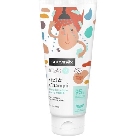 Suavinex Kids Gel De Baño-Champú 2 En 1 Gel de baño y champú natural limpia nutre e hidrata a partir de 3 años 400 ml