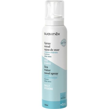 Suavinex Spray Nasal Agua De Mar Isotónico Spray nasal limpia y purifica la cavidad nasal ayuda a evitar la sensación de sequedad 120 ml