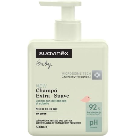 Suavinex Baby Champú Extra-Suave Champú extrasuave con ingredientes naturales limpia y desenresa para cabello brillante y suave 500 ml