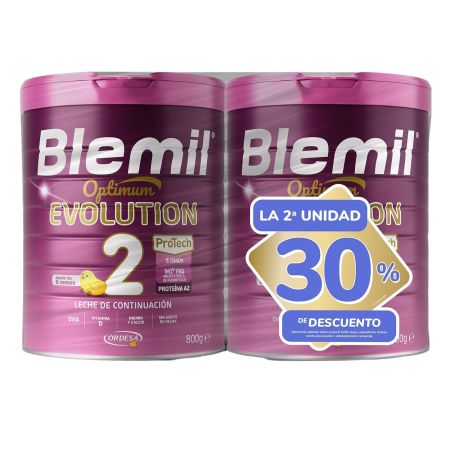 Blemil Optimum Evolution 2 Protech Leche De Continuación Leche en polvo con fuentes de vitaminas a partir de 6 meses 800 gr duplo 2ud30%