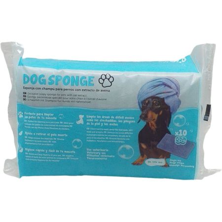 Jalsosa Dog Sponge Esponja Con Champú Para Perros Esponja de baño con champú de un solo uso para perros con extracto de avena 10 uds