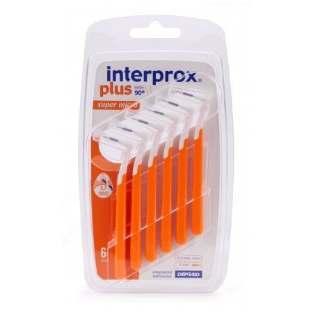 Interprox Cepillo Interdental Plus Super Micro Cepillo interdental para limpiar y eliminar la placa bacteriana en espacios de 0,7 mm 6 uds