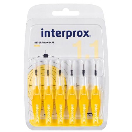 Interprox Cepillo Interdental Interproximal Mini Cepillo interdental para limpiar y eliminar la placa bacteriana en espacios de 1,1 mm 6 uds