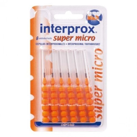 Interprox Cepillo Interdental Super Micro Cepillo interdental para limpiar y eliminar la placa bacteriana en espacios de 0,7 mm 6 uds