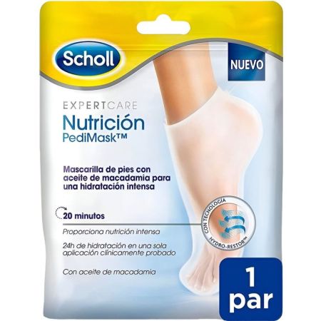 Scholl Expert Care Nutrición Pedimask Mascarilla De Pies Calcetín nutritivo para una hidratación intensa con aceite de macadamia 2 uds