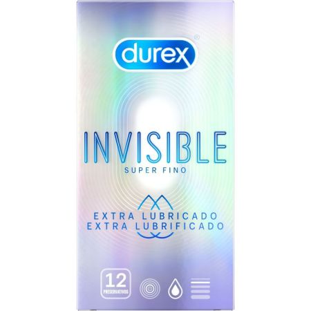 Durex Preservativos Invisible Super Fino Extra Lubricado Preservativos finos maximizan la sensibilidad en las relaciones con tu pareja 12 uds