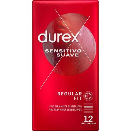 Durex Preservativos Sensitivo Suave Regular Fit Preservativos más finos y extralubricados para mayor sensibilidad 12 uds