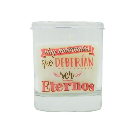 Vela Vela Hay Momentos Que Deberían Ser Eternos Vela de cera vegetal perfumada con aroma a multifrutas 140 gr