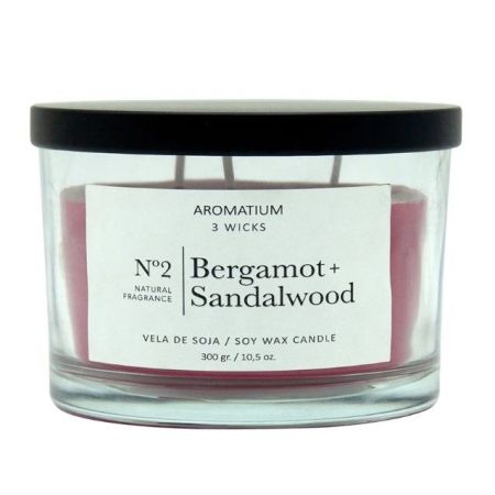 Aromatium Natural Fragance Nº2 Bergamot+Sandalwood Vela De Soja Vela perfumada de soja con tres mechas 300 gr