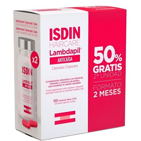 Isdin Lambdapil Anticaída Hair Care Complemento Alimenticio Duplo Complemento alimenticio para la caída del cabello 2x60 uds