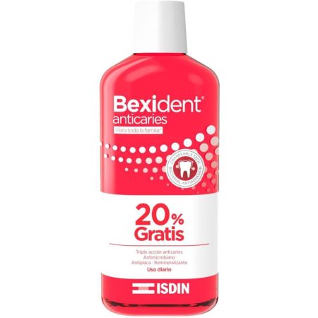 Isdin Bexident Anticaries Colutorio Formato Especial Enjuague bucal triple acción anticaries antiséptico y antiplaca 500 ml