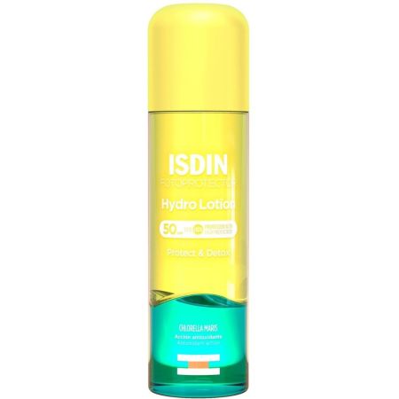 Isdin Hydro Lotion Protect & Detox Fotoprotector Spf 50 Protector solar corporal bifásico detoxifica y revitaliza 200 ml