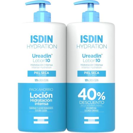 Isdin Hydration Ureadin Lotion 10 Duplo Pack Ahorro Loción corporal hidratante intensa ayuda a aliviar sensación de tirantez 2x750 ml