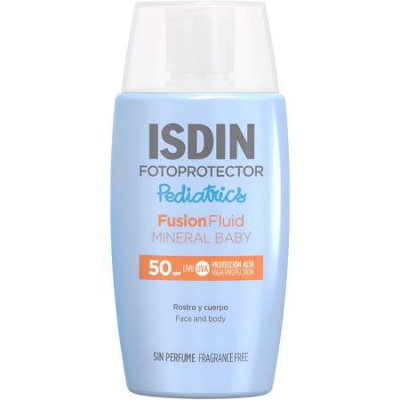 Isdin Fotoprotector Pediatrics Fusion Fluid Spf 50 Protector solar infantil facial y corporal resistente al agua protege de la radiación indirecta del sol 50 ml